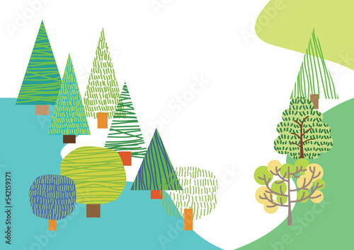 北欧風の木のイラスト素材