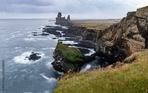Landscape of the Lóndrangar Rocks (Snaefellsnes Peninsula, Iceland)