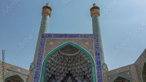the entrance of abbasi great mosque in naghshe jahan square, isfahan city, iran photo