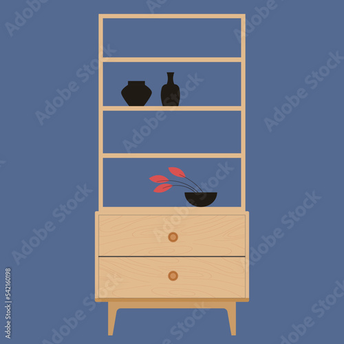 Cupboard or wardrobe and locker flat illustration 