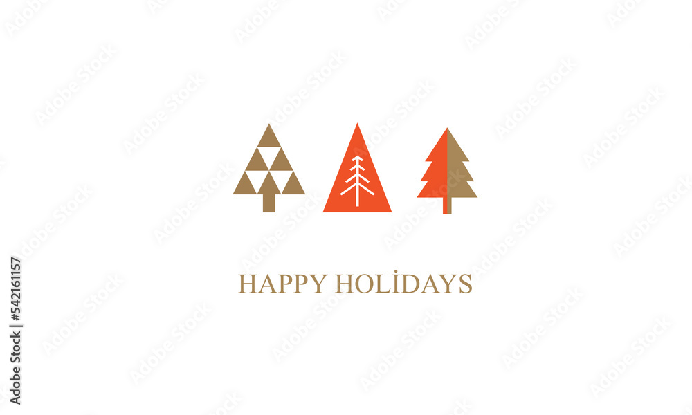 Christmas card with christmas tree. Happy holidays postcard Christmas card with christmas tree. Happy holidays postcard