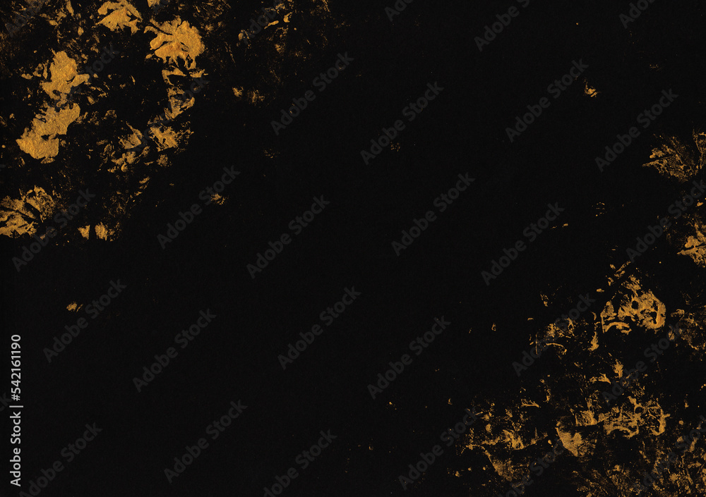 Fototapeta premium 黒地に左上、右下に筆で金色を描いた背景画像
