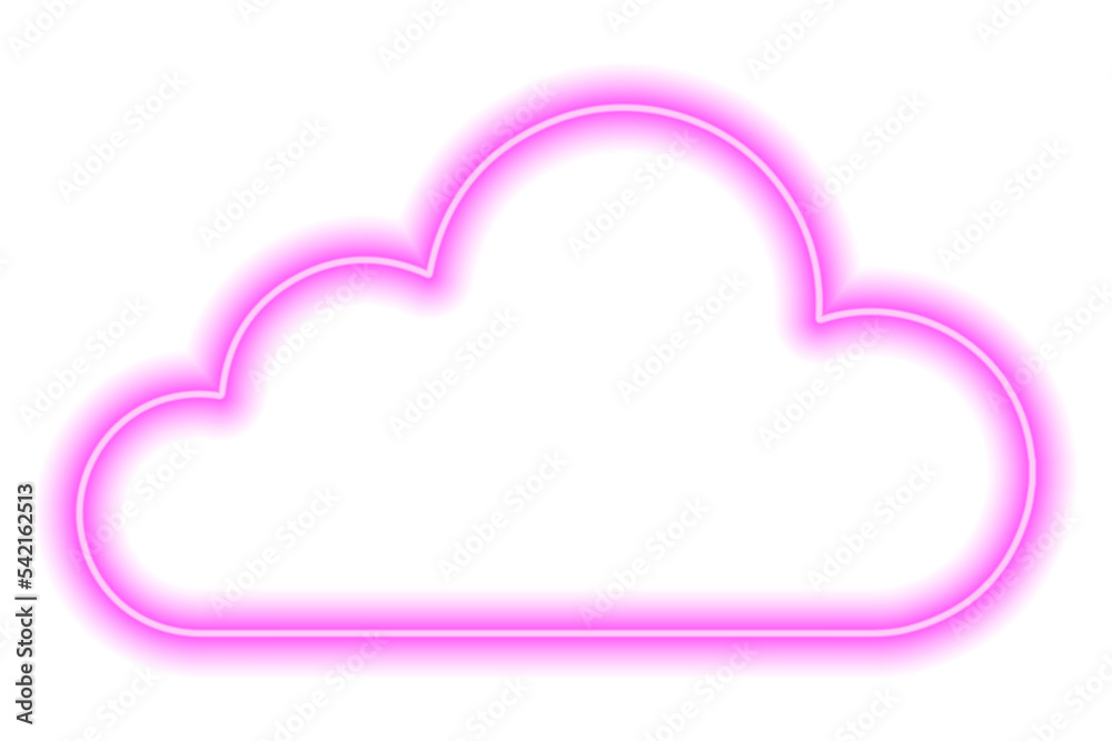 Pink neon cloud isolated on white. Linear contour. Weather Pink neon cloud isolated on white. Linear contour. Weather
