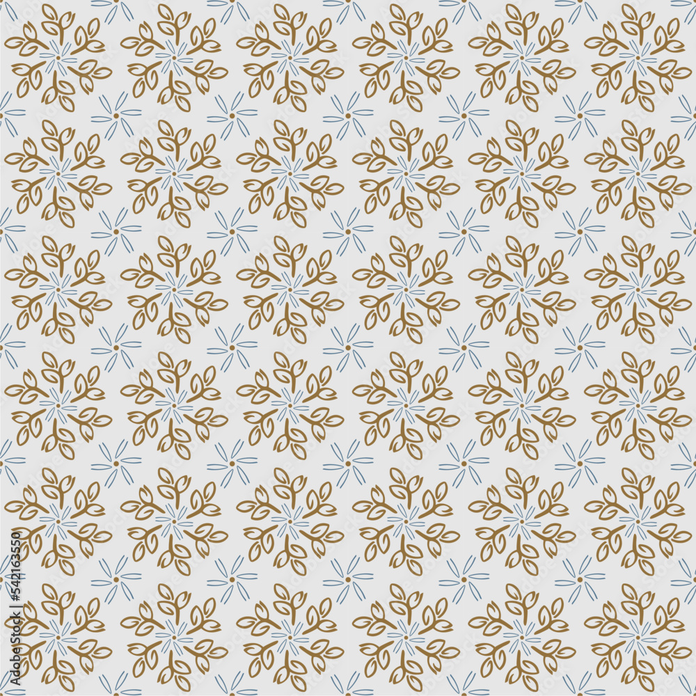 Seamless pattern with ethnic hand drawn blue ornamental floral colorful fabric design on flat abstract vector.