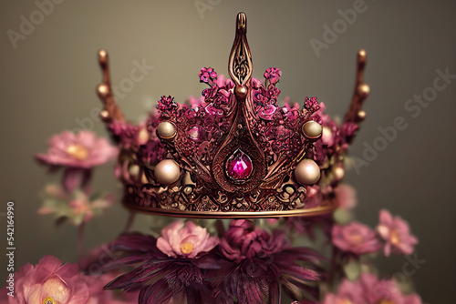 Ruby fairy ornamental crown with flowers