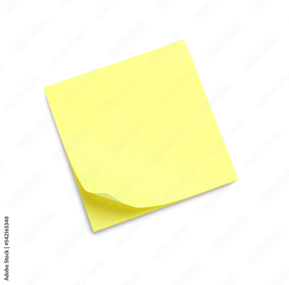 Blank yellow sticky notes on white background, top view Blank yellow sticky notes on white background, top view