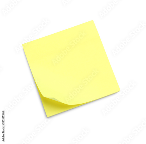 Blank yellow sticky notes on white background, top view
