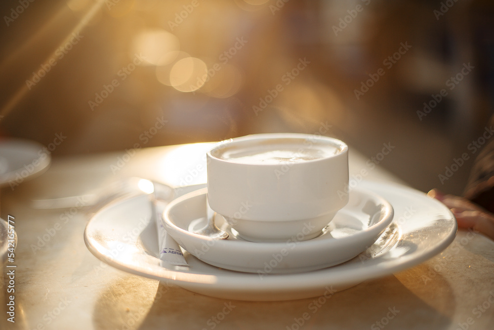 cup of coffee on a table