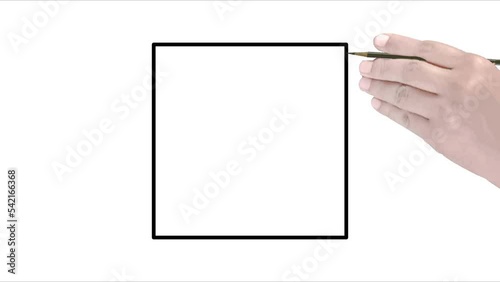 Draw square shape outline with hand animation 4K.  kid learning project.  best for making presentation and drawing assignment for teachers and students .Best graphic 4K animation resources video clip