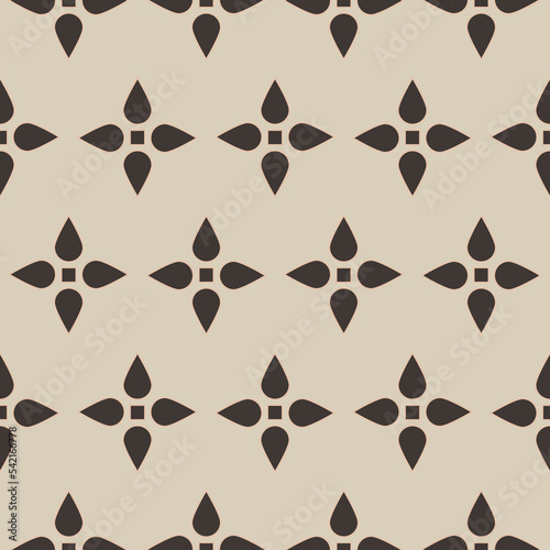 minimalistic vintage geometric seamless pattern. Simple vector abstract background with small flowers, tiny crosses, grid, grid.