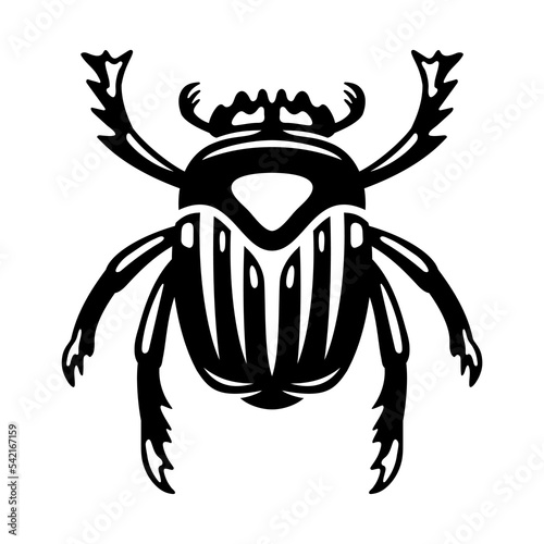 Dung beetle scarab icon on white background.