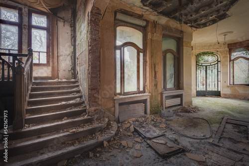 Hall of an decayed and old villa
