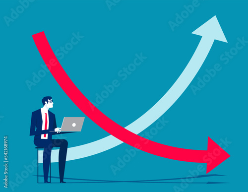 Business with inverted yield curve. Business inflation vector illustration