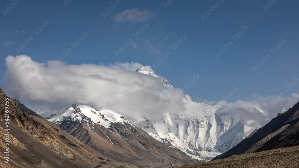 Time-lapse of the clouds around Mount Everest, the Himalayas, the China-Nepal border Time-lapse of the clouds around Mount Everest, the Himalayas, the China-Nepal border
