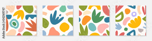 Set of childish abstract seamless pattern.Colorful hand drawn organic shapes,doodles and elements.Vector trendy design for prints,flyers,banners,fabric,invitations,branding,covers and more.