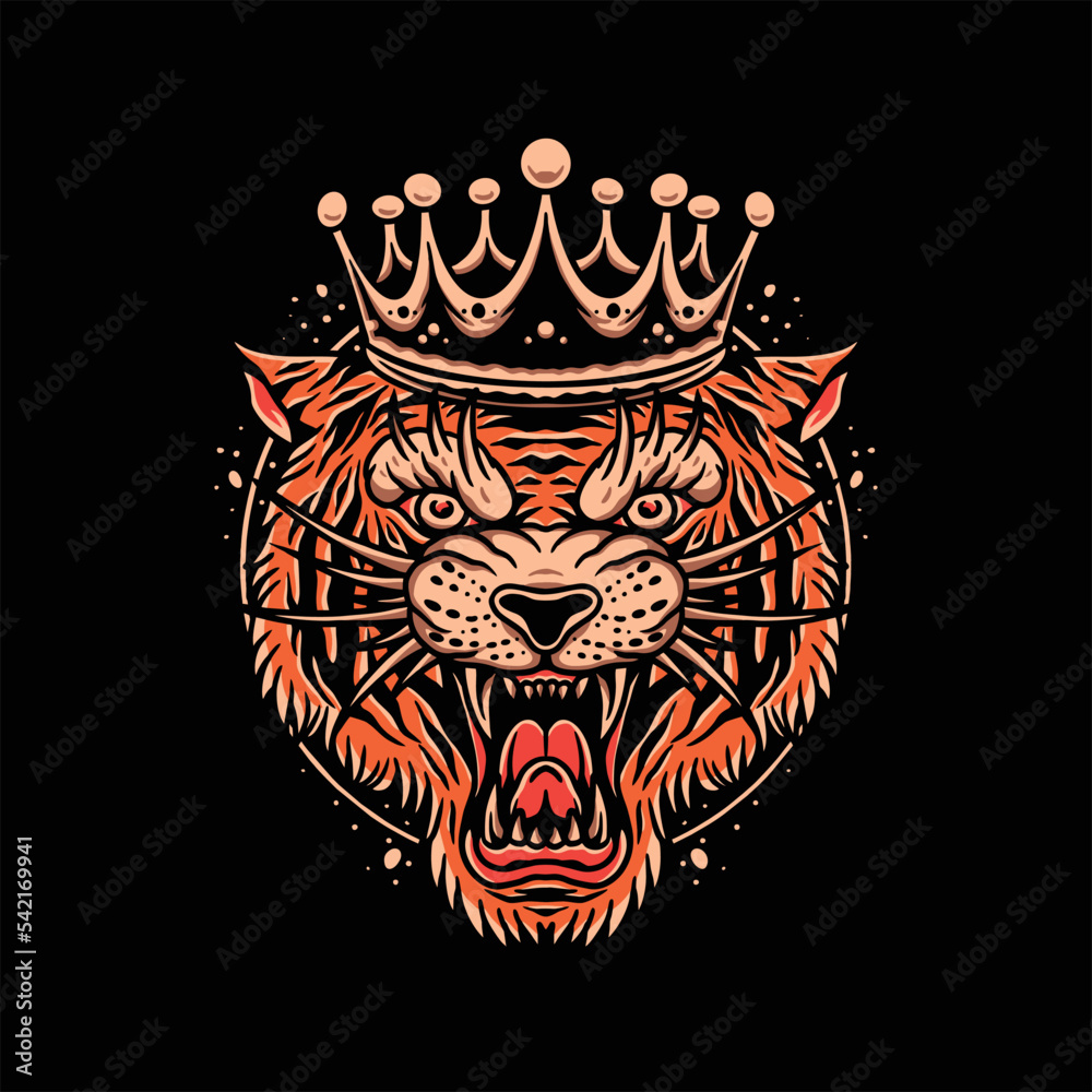 Fototapeta premium tiger king tattoo vector design