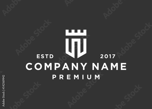 letter w castle logo design vector illustration template