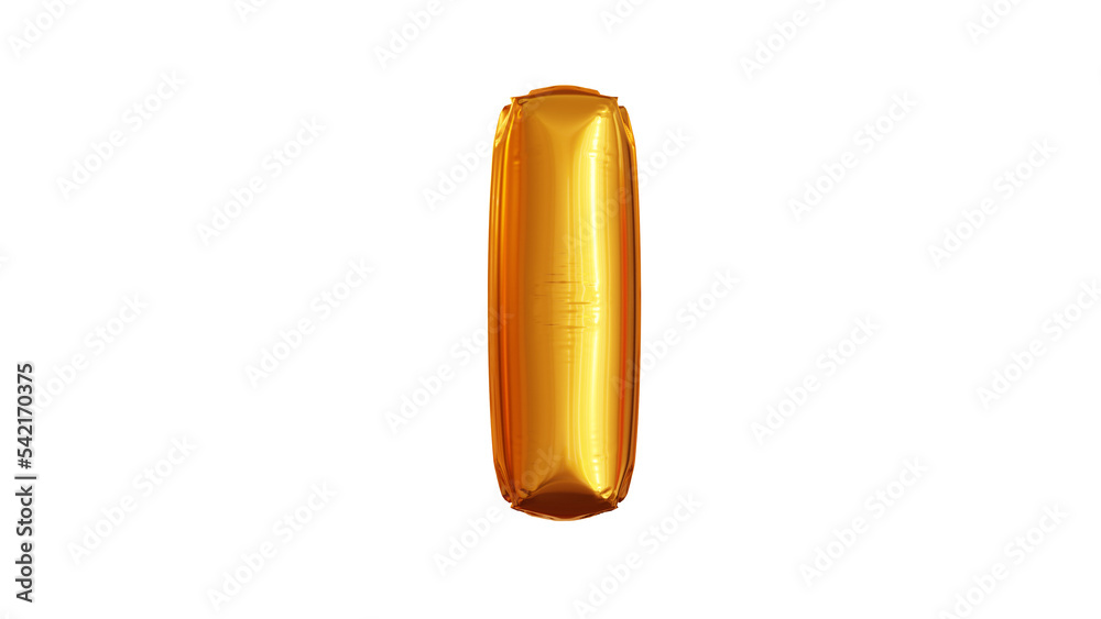 3d render illustration letter I made of gold balloon alphabet font i 3d render illustration letter I made of gold balloon alphabet font i