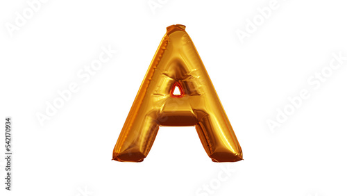 3d render illustration letter a made of gold balloon alphabet font a