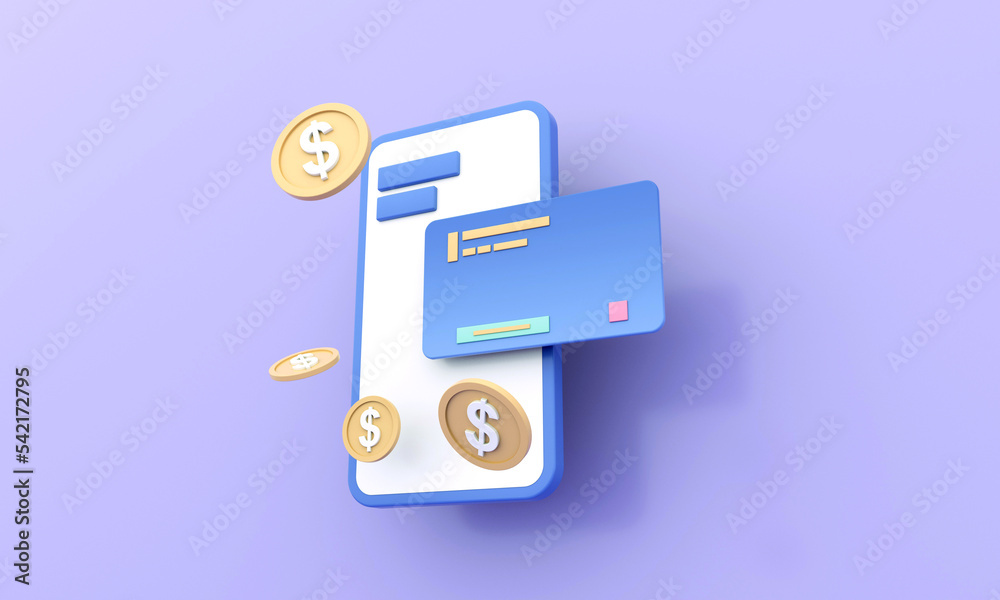 3d rendering mobile phone operation financial info