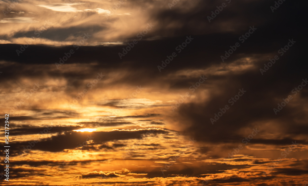 beautiful golden sunset sky landscape