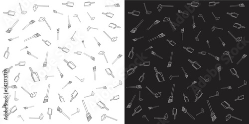Vector illustration of brooms and dustpans
