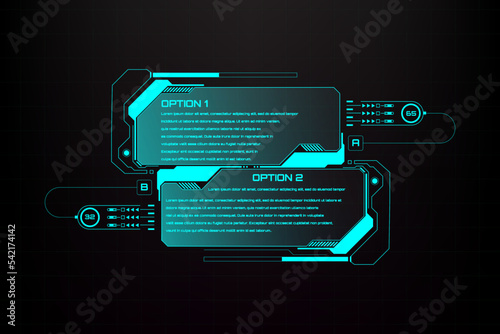 Creative digital callout title bar template in HUD UI infographic template. Future technology business dual display for presentation and advertising vector.