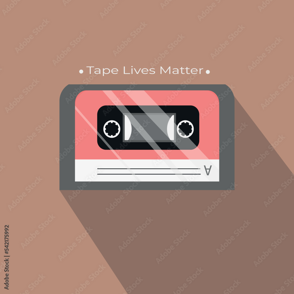 Fototapeta premium An old audio cassette for a player from the 80s. Flat illustration in retro style