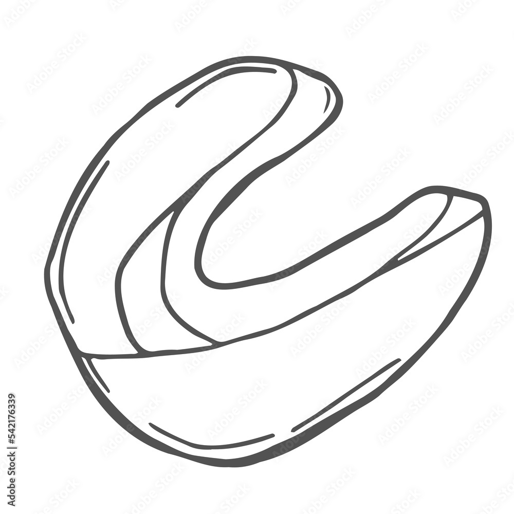 Doodle boxing mouthguard sketch in doodle style