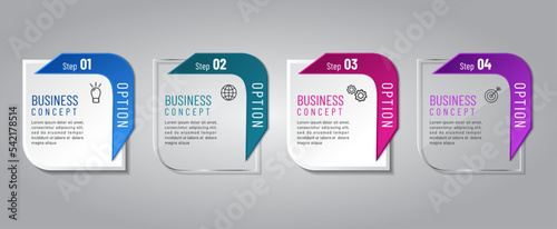 business infographic 3 d, square style, Glass design, can be used for workflow layout, diagram, annual report, web design.Creative banner, label vector, Business Plan.