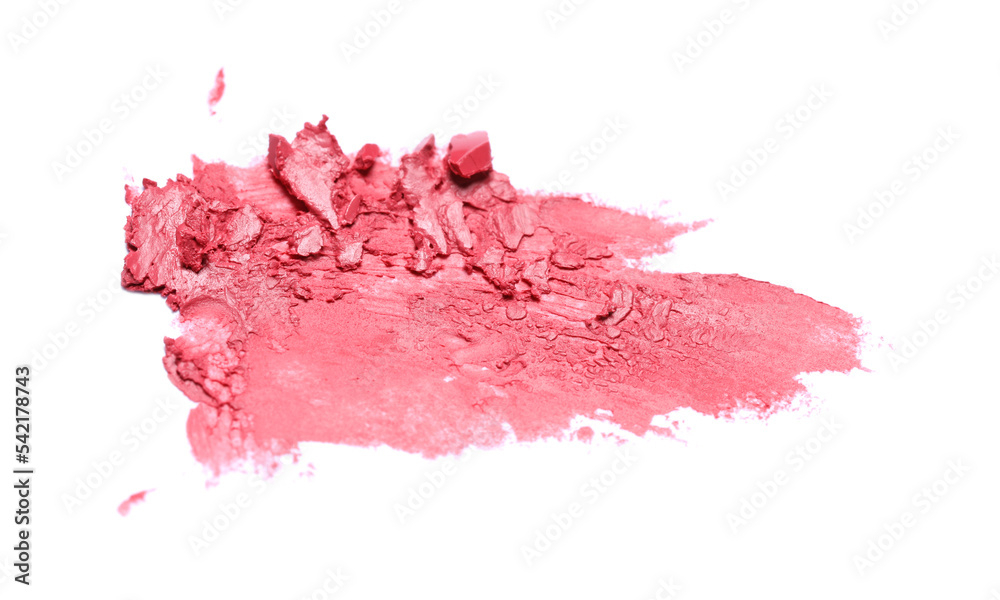 Fototapeta premium Smears of bright lipstick on white background, top view