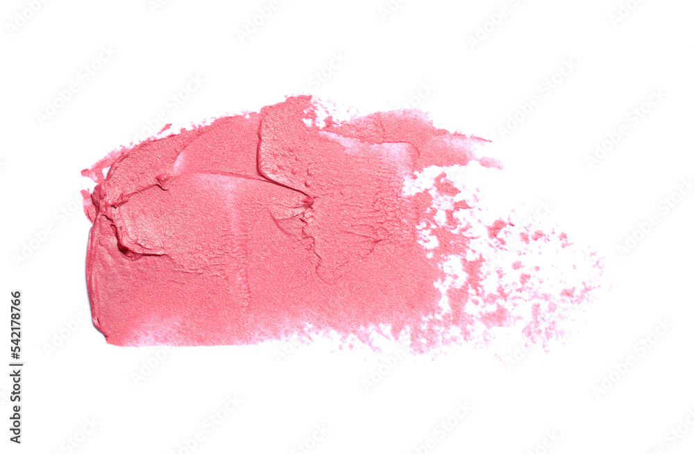 Smear of beautiful lipstick on white background, top view Smear of beautiful lipstick on white background, top view