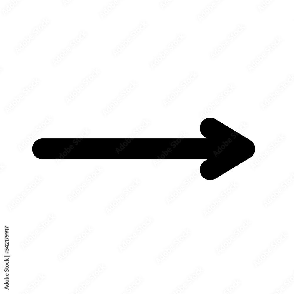 Thin straight arrow icon. Black arrow . vector illustration. Black direction pointer with rounded edges. Thin straight arrow icon. Black arrow . vector illustration. Black direction pointer with rounded edges.