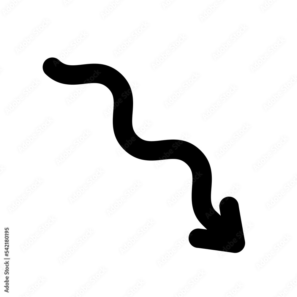 Curved arrow line icon. Black arrow vector illustration. Black direction pointer Curved arrow line icon. Black arrow vector illustration. Black direction pointer