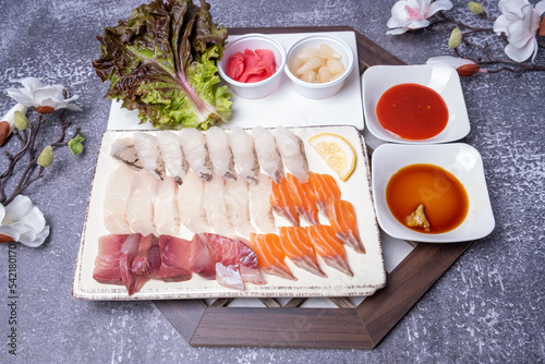 Korean style variety of sashimi