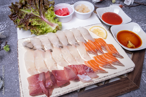 Korean style variety of sashimi