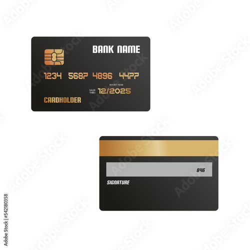 A black APG credit card on a transparent background. Front view rear view.