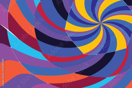 hippie 70s backgrounds. Waves, swirl, twirl pattern. Twisted and distorted vector texture in trendy retro psychedelic style