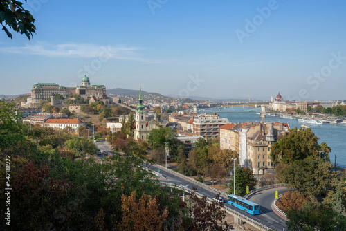 Photography Aerial view of Budapest with Buda Castle and Hungarian Parliament - Budapest, Hu