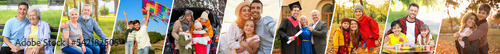 Collage of happy families o...