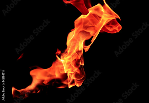 Burning flame on black back...