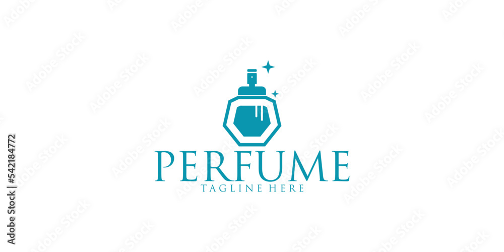 Feminine beauty perfume logo template creative linear style fragrance spray bottle luxury design