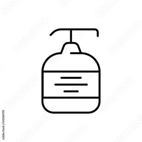 Dispenser line icon. Liquid soap, sanitizer, antiseptic, wash hands, personal hygiene, quarantine, coronavirus, distancing. Health care concept. Vector black line icon on a white background