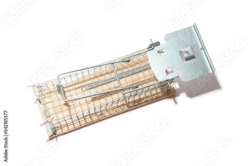 Empty mousetrap with grid on white background