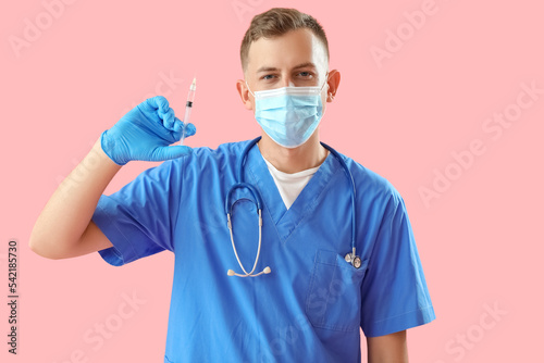 Male doctor in medical mask...