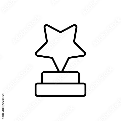 Star figurine line icon. Achievement, achieve, top, feedback, rating, rate, review, reaction, award, badge, trophy. Business concept. Vector black line icon on a white background