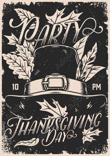 Thanksgiving Day monochrome flyer vintage