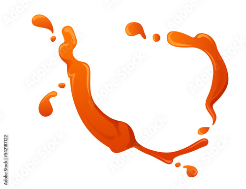 Ketchup sauce splashing stains flowing drops vector illustration isolated on white background