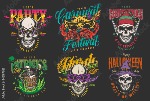 Horror holiday set colorful posters