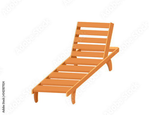 Beach wooden lounger summer sunbed vector illustration isolated on white background